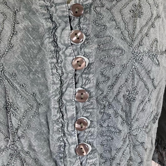 Advanced Apparrels Blouse Button Down V-Neck Distressed Gray Sz XXL - Picture 10 of 12